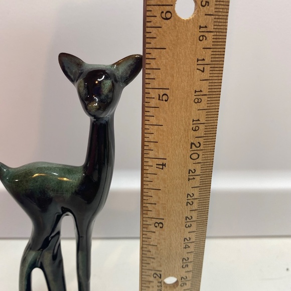 Vintage Standing Deer Fawn Blue Mountain Pottery BMP Teal Green Drip Glazed - Picture 8 of 8